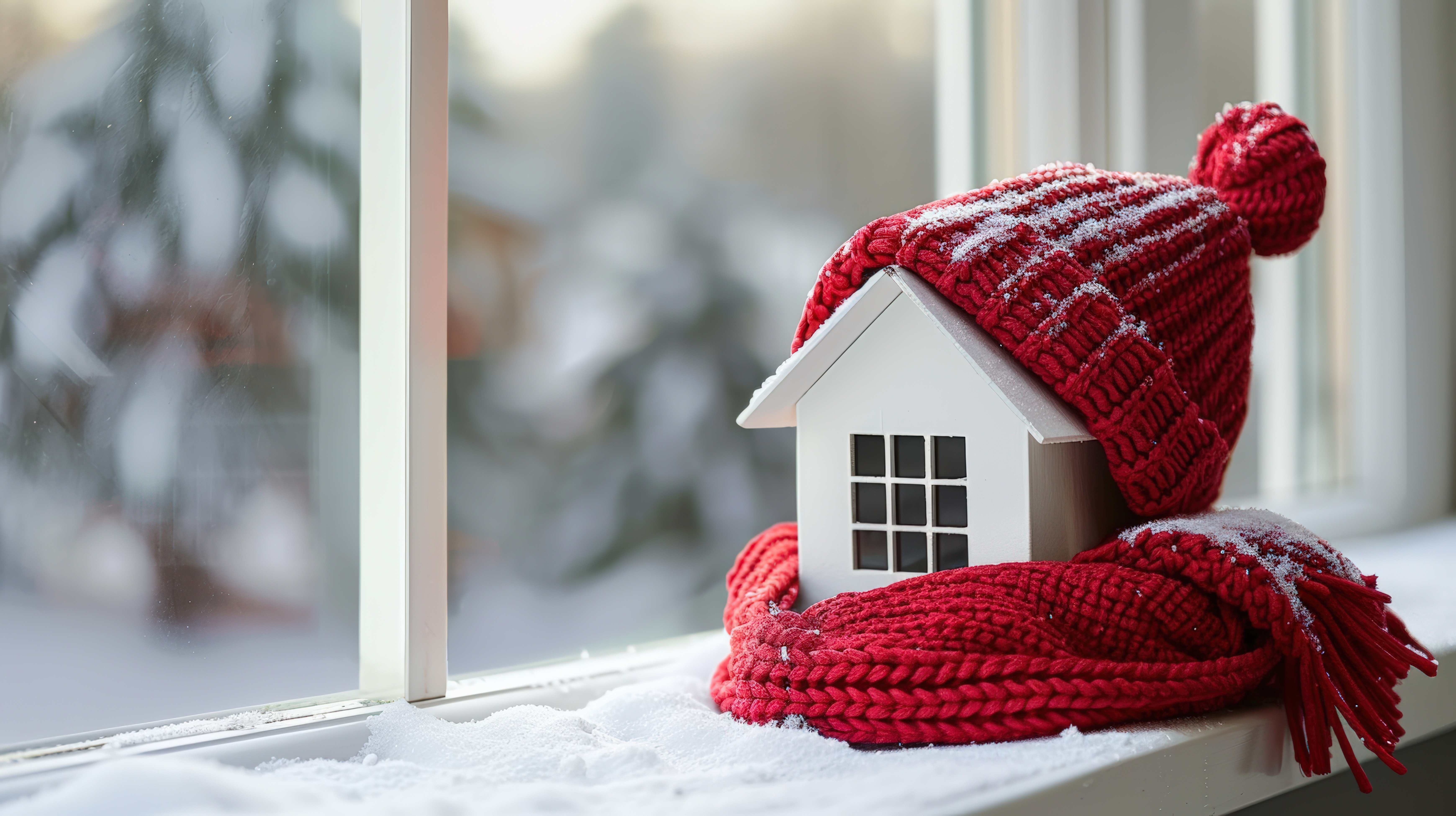 House with a scarf and a hat